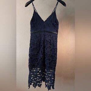 ASTR Elegant Navy Lace Dress